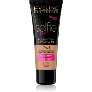 Eveline Cosmetics Selfie Time podkład i korektor 2 w 1 odcień 06 Honey 30 ml