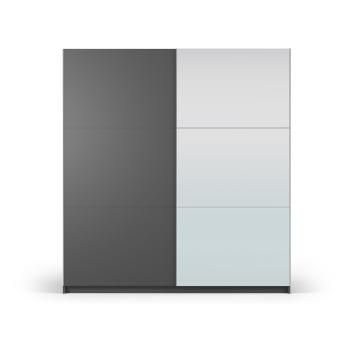 Ciemnoszara szafa z lustrem i drzwiami przesuwnymi 200x215 cm Lisburn – Cosmopolitan Design