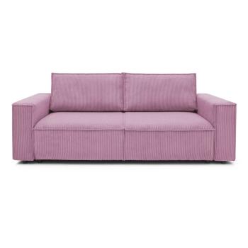 Różowa sztruksowa sofa rozkładana Bobochic Paris Nihad, 245 cm