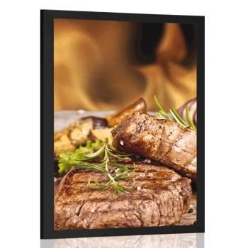Plakat grillowany stek wołowy - 40x60 white