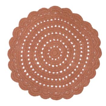 Brązowy ręcznie haftowany dywan z bawełny Nattiot Alma, ø 120 cm
