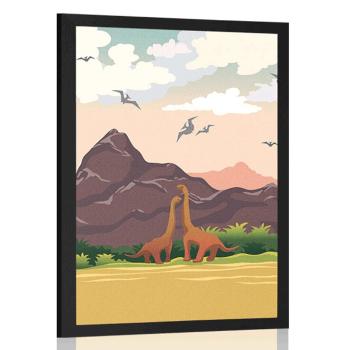 Plakat kraina dinozaurów - 60x90 black