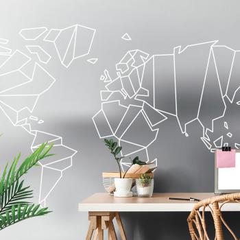 Samoprzylepna tapeta stylizowana mapa świata w czerni i bieli - 300x200