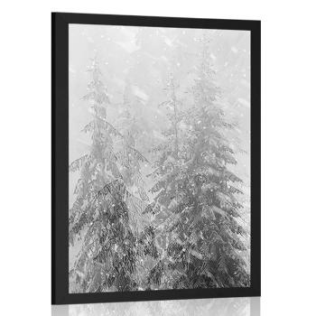 Plakat śnieżny krajobraz w czerni i bieli - 40x60 black