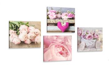 Zestaw obrazów kwiaty w stylu vintage - 4x 40x40