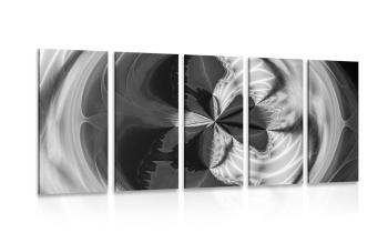5-częściowy obraz abstrakcja artystyczna w wersji czarno-białej - 200x100