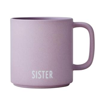 Jasnofioletowy porcelanowy kubek Design Letters Siblings Sister