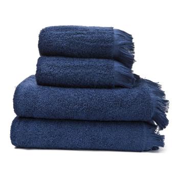 Zestaw 4 granatowych ręczników ze 100% bawełny Bonami Selection, 50x90+70x140 cm