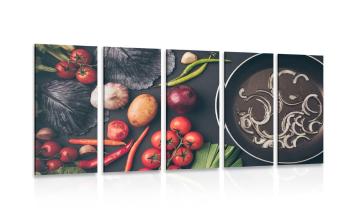 5-częściowy obraz sztuka kulinarna - 100x50