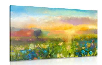 Obraz olejny kwiaty na łące - 120x80