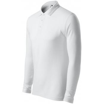 Męska koszulka polo z długim rękawem, biały, 2XL