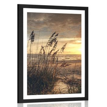 Plakat z passe-partout zachód słońca na plaży - 40x60 silver