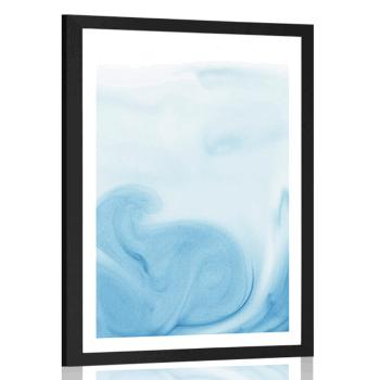 Plakat z passe-partout piękna niebieska abstrakcja - 60x90 black