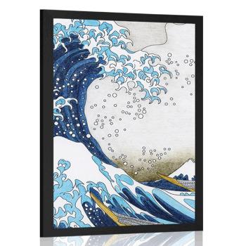 Plakat reprodukcja Wielka fala z Kanagawy - Katsushika Hokusai - 60x90 white