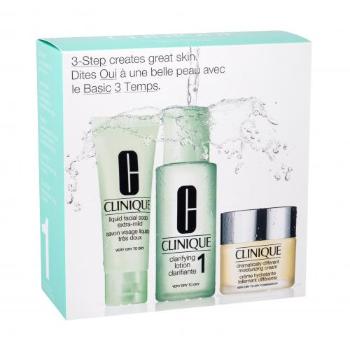 Clinique 3-Step Skin Care 1 zestaw 50ml Liquid Facial Soap Extra Mild + 100ml Clarifying Lotion 1 + 30ml Dramatically Different Moisturizing Cream W