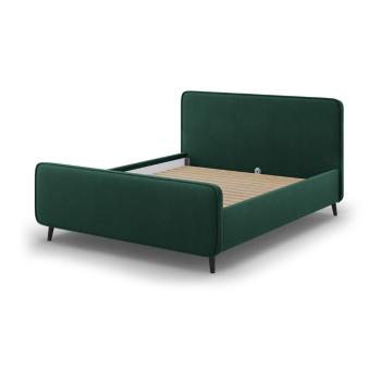 Zielone tapicerowane łóżko dwuosobowe ze stelażem 180x200 cm Kaia – Micadoni Home