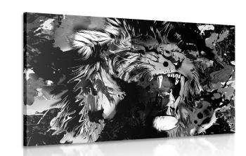 Obraz głowa lwa w wersji czarno-białej - 120x80