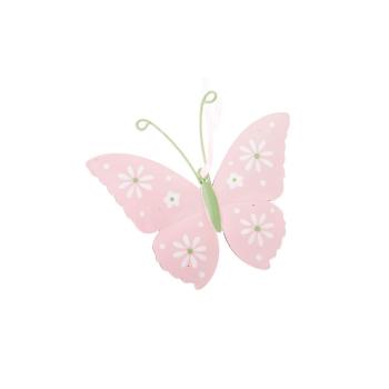 Zestaw 2 różowych metalowych wiszących dekoracji Dakls Butterfly