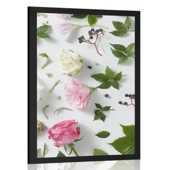 Plakat piękna martwa natura z kwiatów - 20x30 black