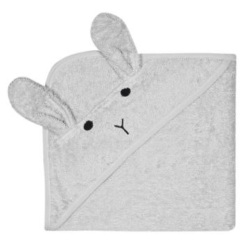 Szary bawełniany ręcznik dziecięcy z kapturkiem Kindsgut Rabbit