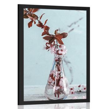 Plakat gałązka wiśni w wazonie - 20x30 white