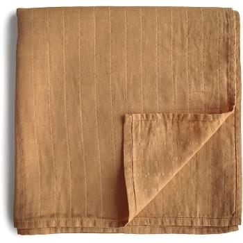 Mushie Muslin Swaddle Blanket Organic Cotton becik Fall Yellow 120cm x 120cm 1 szt.