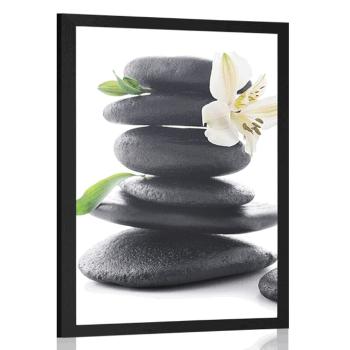 Plakat Kamienie Zen z lilią - 40x60 white