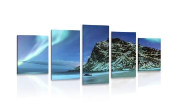 5-częściowy obraz zorza polarna w Norwegii - 200x100