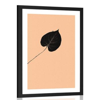 Plakat passepartout tajemniczy czarny liść - 30x45 white