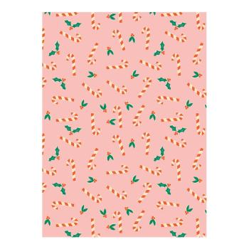 5 arkuszy różowego papieru do pakowania prezentów eleanor stuart Candy Canes, 50x70 cm