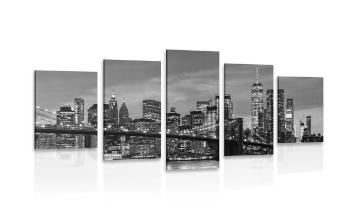 5-częściowy obraz uroczy most w Brooklynie w wersji czarno-białej - 100x50