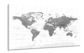Obraz piękna mapa świata w wersji czarno-białej - 90x60