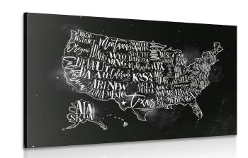 Obraz mapa edukacyjna USA z poszczególnymi stanami - 60x40