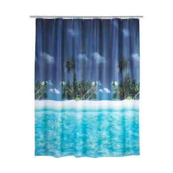 Niebieska zasłona prysznicowa Wenko Dreamy Beach, 180x200 cm