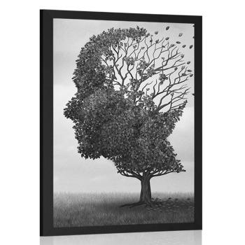Plakat drzewo w formie twarzy - 60x90 black