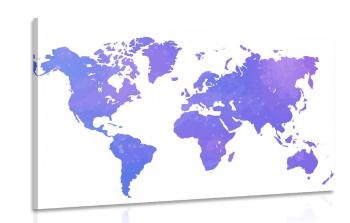 Obraz mapa świata w kolorze fioletowym - 90x60