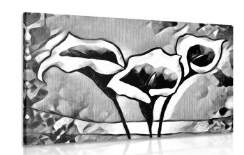 Obraz artystyczny etno lilie w wersji czarno-białej - 90x60