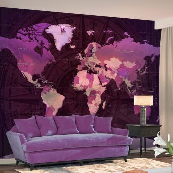 Tapeta samoprzylepna fioletowa mapa świata - Fioletowa mapa świata - 392x280
