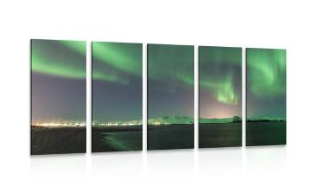 5-częściowy obraz niezwykła zielona poświata - 100x50