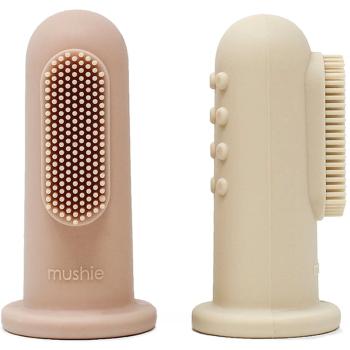 Mushie Finger Toothbrush szczoteczka do zębów dla dzieci na palec Shifting Sand/Blush 2 szt.