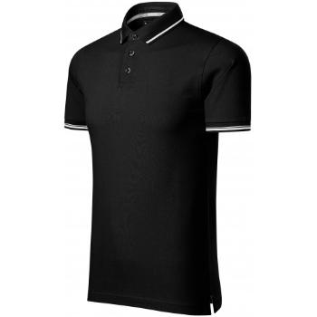 Męska koszulka polo z kontrastowymi detalami, czarny, 3XL