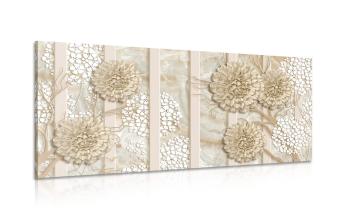 Obraz abstrakcyjne kwiaty na marmurowym tle - 120x60