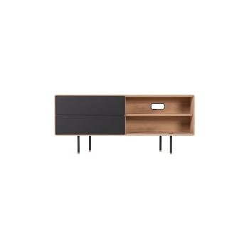 Czarna szafka pod TV z drewna dębowego Gazzda Fina, szer. 150 cm