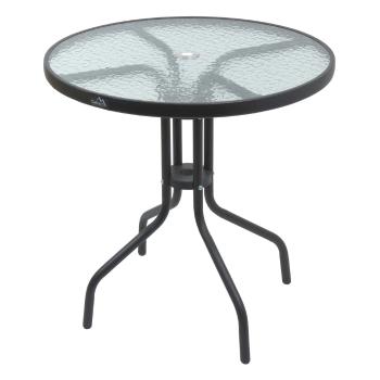 Czarny stolik ogrodowy ze szklanym blatem Cattara Terst, ø 70 cm