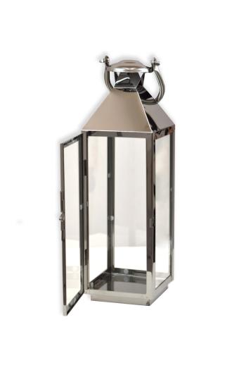 Lampion - srebrny - Rozmiar 13 x 13 x 37 cm
