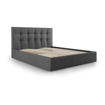 Ciemnoszare łóżko dwuosobowe Mazzini Beds Nerin, 160x200 cm