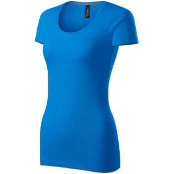 Koszulka damska z ozdobnymi przeszyciami, niebieski ocean, XL
