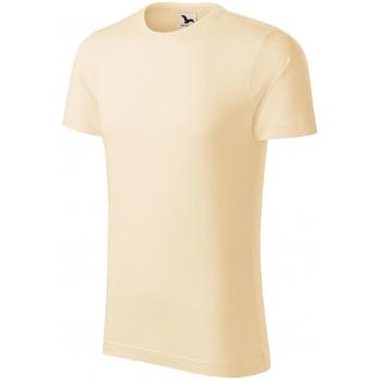 T-shirt męski, teksturowana bawełna organiczna, migdałowy, M
