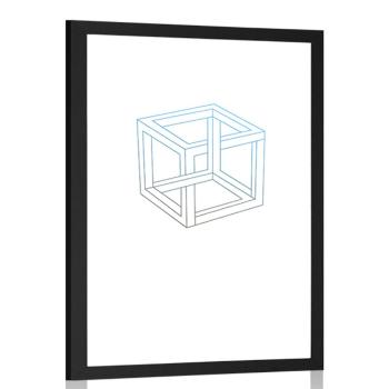Plakat z passepartout minimalistyczna kostka - 30x45 black