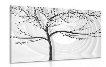 Obraz nowoczesne czarne i białe drzewo na abstrakcyjnym tle - 120x80